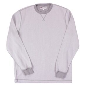Wallace & Barnes Mens L Gray Crew‎ Neck Long Sleeve Waffle Knit Sweater